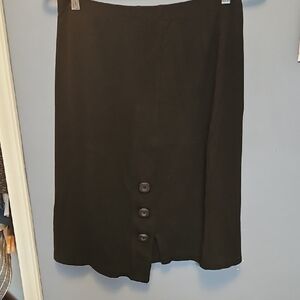 #65 Picadilly CANADIAN Black Midi Skirt with Front Button Detail SZ MED